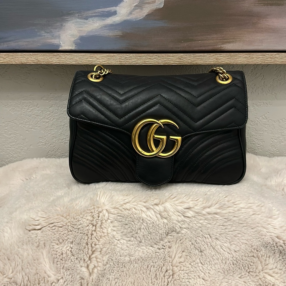 Gucci Matelasse Leather GG Marmont Medium Flap Bag